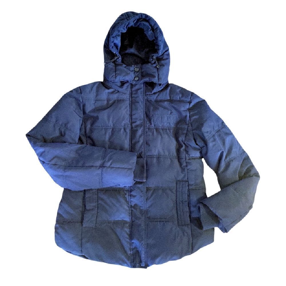 Wantdo Navy Blue Warm Quilted Puffer Jacket with Removable Hood Medium